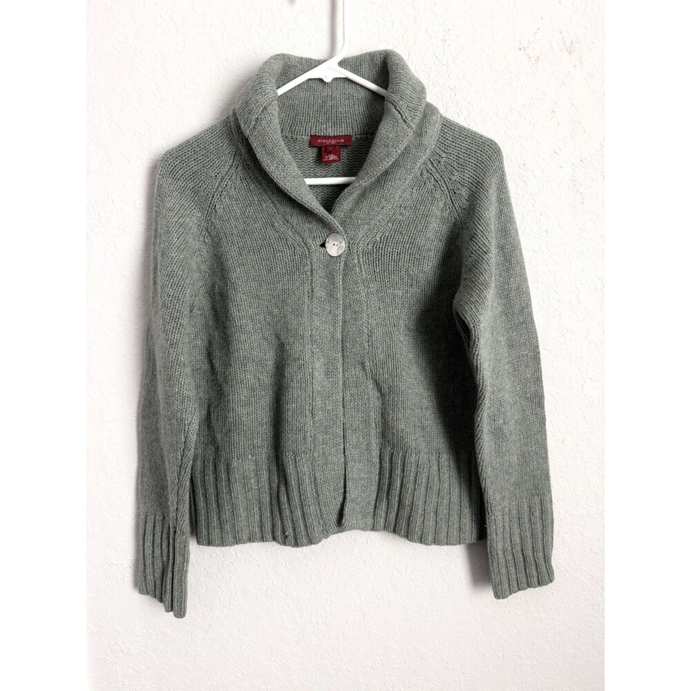 Sundance 100% Lambswool Heavy Knit Zip Sweater Pistachio Green Women’s Small